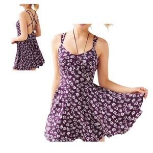 ❤️Urban Outfitters UO Kimchi Scarlett Blue Purple Floral Print Mini Dress Size 6